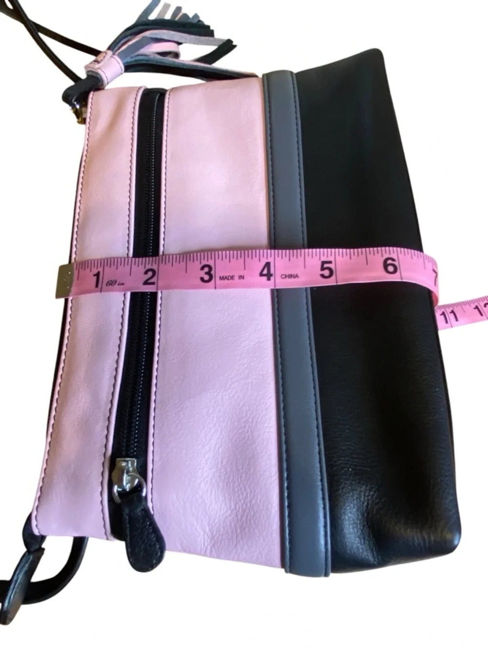 iLi New York Black Pink Leather Crossbody Bag